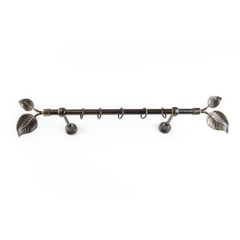Galerie metalica 160 cm pentru perdele, simpla, model Frunza, grosime 16 mm, negru auriu, KIT COMPLET Galerie metalica 160 cm pentru perdele, simpla, model Frunza, grosime 16 mm, negru auriu, KIT COMPLET