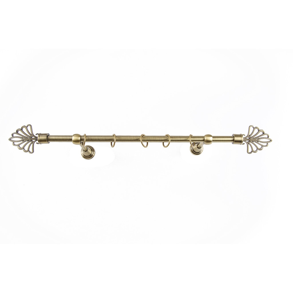 Galerie metalica 300 cm pentru perdele, simpla, model Evantai, grosime 16 mm, auriu antic, KIT COMPLET