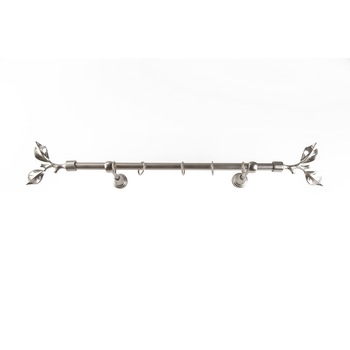 Galerie metalica 200 cm pentru perdele, simpla, model Frunza2, grosime 16 mm, inox, KIT COMPLET Galerie metalica 200 cm pentru perdele, simpla, model Frunza2, grosime 16 mm, inox, KIT COMPLET