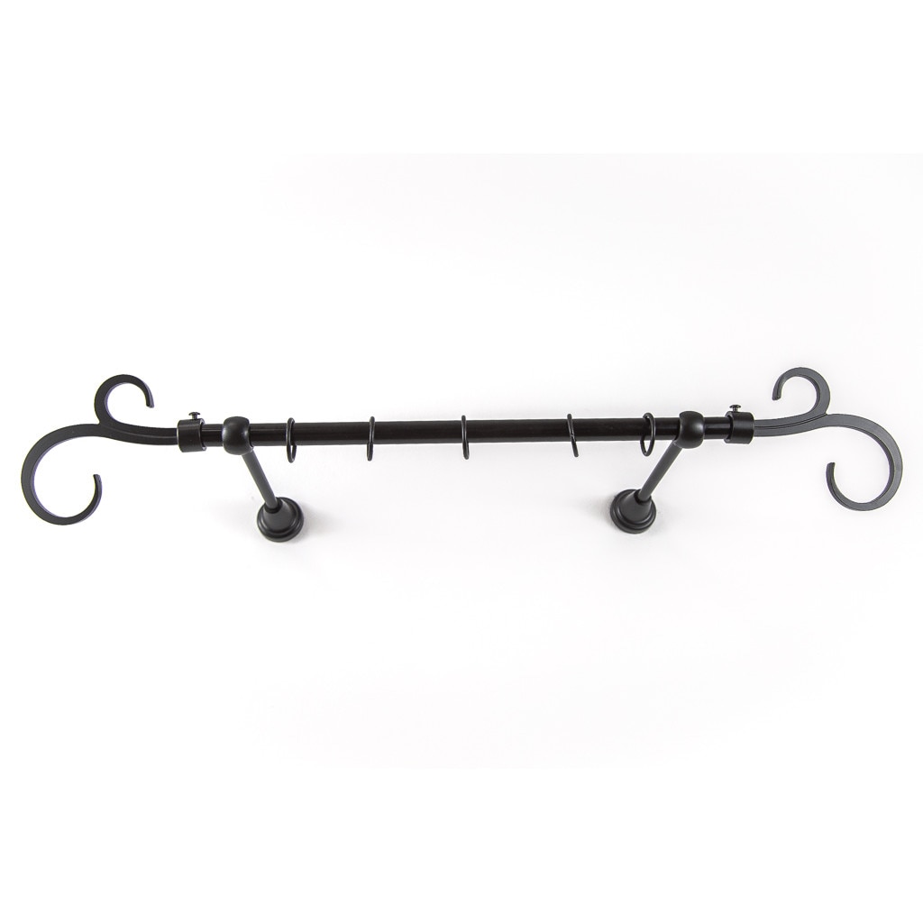 Galerie metalica 200 cm pentru perdele, simpla, model Crenguta, grosime 16 mm, negru, KIT COMPLET