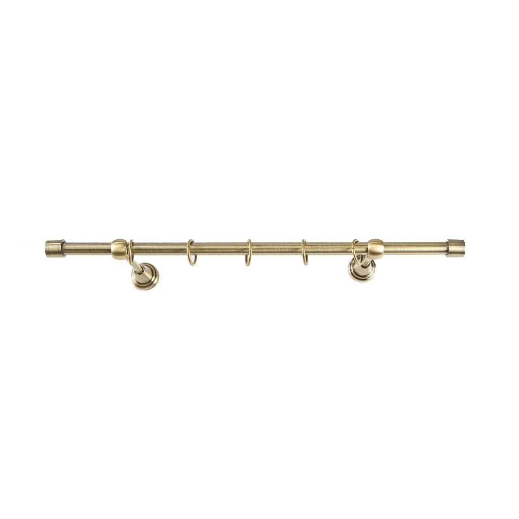 Galerie metalica 300 cm pentru perdele, simpla, model Dop, grosime 16 mm, auriu antic, KIT COMPLET