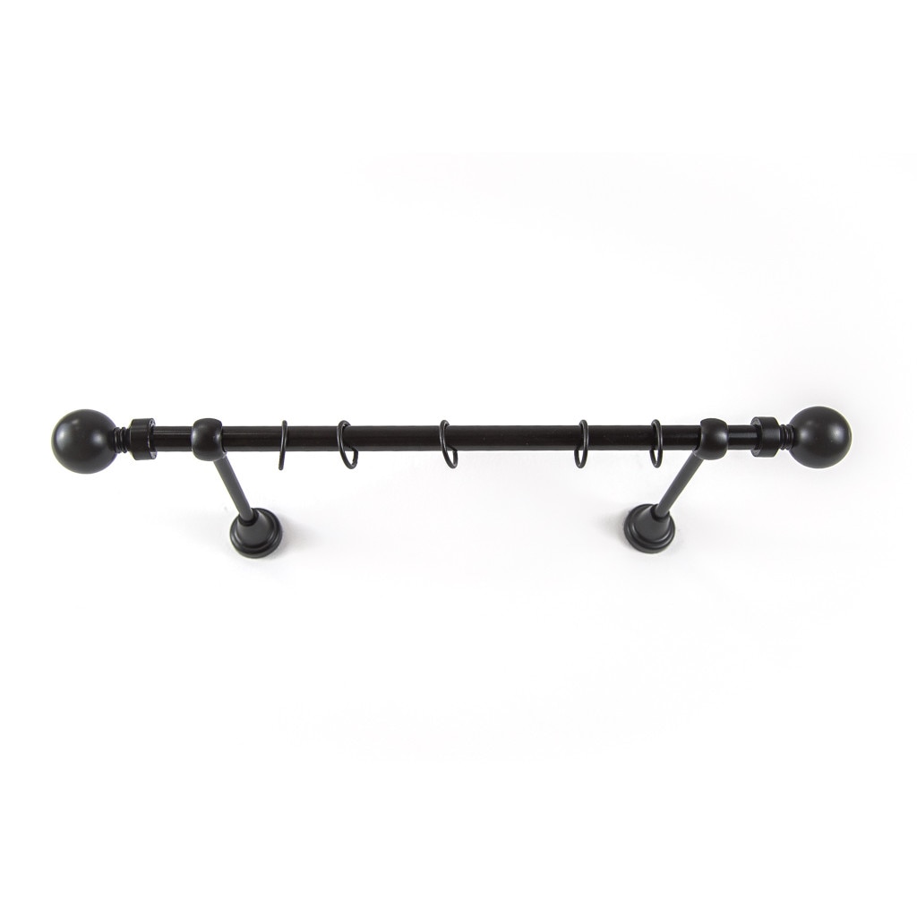 Galerie metalica 120 cm pentru perdele, simpla, model Kugel, grosime 16 mm, negru, KIT COMPLET