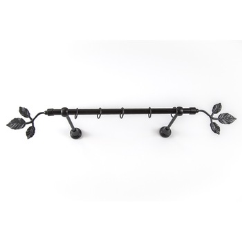 Galerie metalica 200 cm pentru perdele, simpla, model Frunza2, grosime 16 mm, negru, KIT COMPLET Galerie metalica 200 cm pentru perdele, simpla, model Frunza2, grosime 16 mm, negru, KIT COMPLET