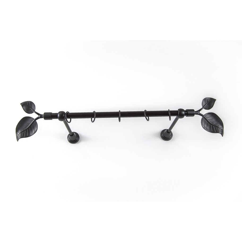 Galerie metalica 160 cm pentru perdele, simpla, model Frunza, grosime 16 mm, negru, KIT COMPLET