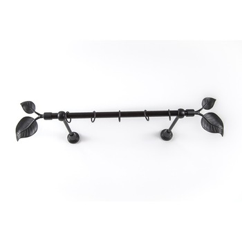 Galerie metalica 120 cm pentru perdele, simpla, model Frunza, grosime 16 mm, negru, KIT COMPLET Galerie metalica 120 cm pentru perdele, simpla, model Frunza, grosime 16 mm, negru, KIT COMPLET