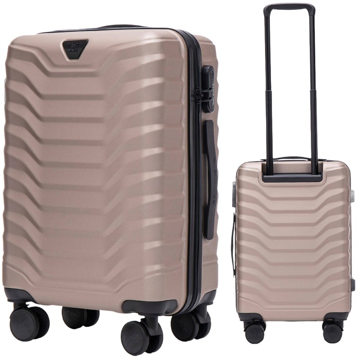 Bőrönd, Wings, PEA01-S-CHAMPAGNE, arany, kabin, 38L, ABS, 4 kerék