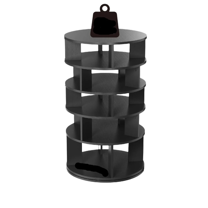 5-степенна въртяща се поставка за обувки, дървена, черна, минималистичен дизайн