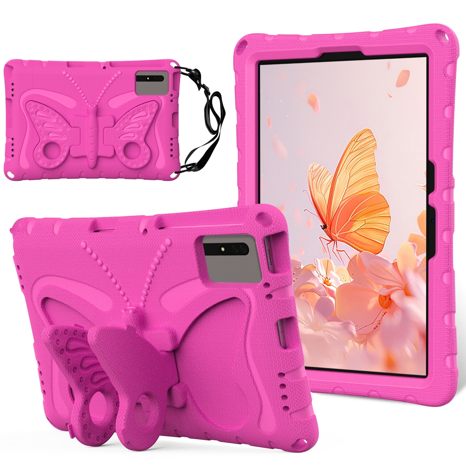 Husa tableta pentru Huawei MatePad SE 11 2024, material EVA, tip design cu suport fluture, rezistent la socuri, culoare rosu roz