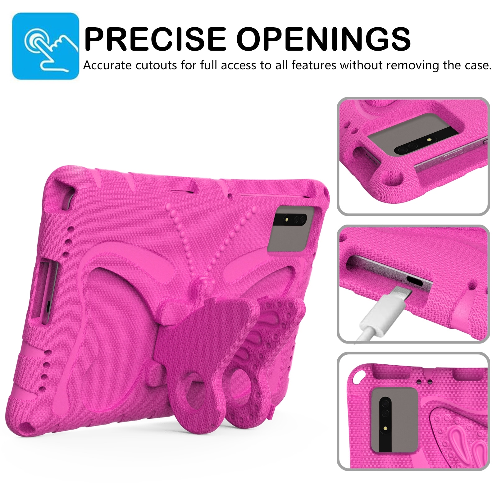 Husa tableta pentru Huawei MatePad SE 11 2024, material EVA, tip design cu suport fluture, rezistent la socuri, culoare rosu roz