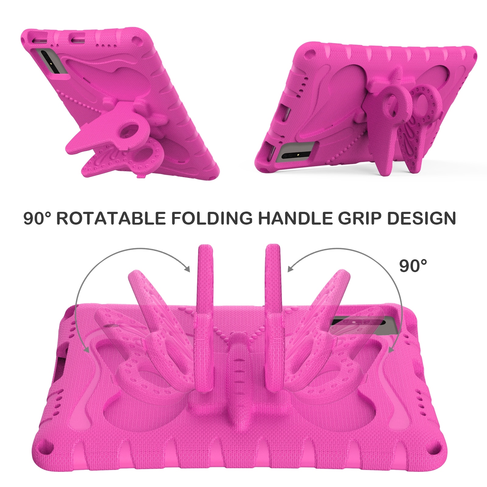 Husa tableta pentru Huawei MatePad SE 11 2024, material EVA, tip design cu suport fluture, rezistent la socuri, culoare rosu roz