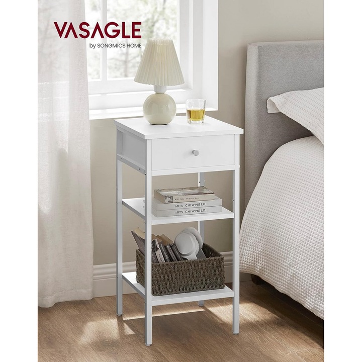 Noptiera, Vasagle, N1T-0010, Alb, 35x35x70 cm