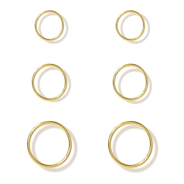 Cercel Titan pentru Nas, Cercuri pentru Cartilaj - Bijuterii pentru Piercing(Septum, Tragus, Conch, Helix, Daith, Buza)Unisex 18G- Auriu 6mm 8mm 10mm