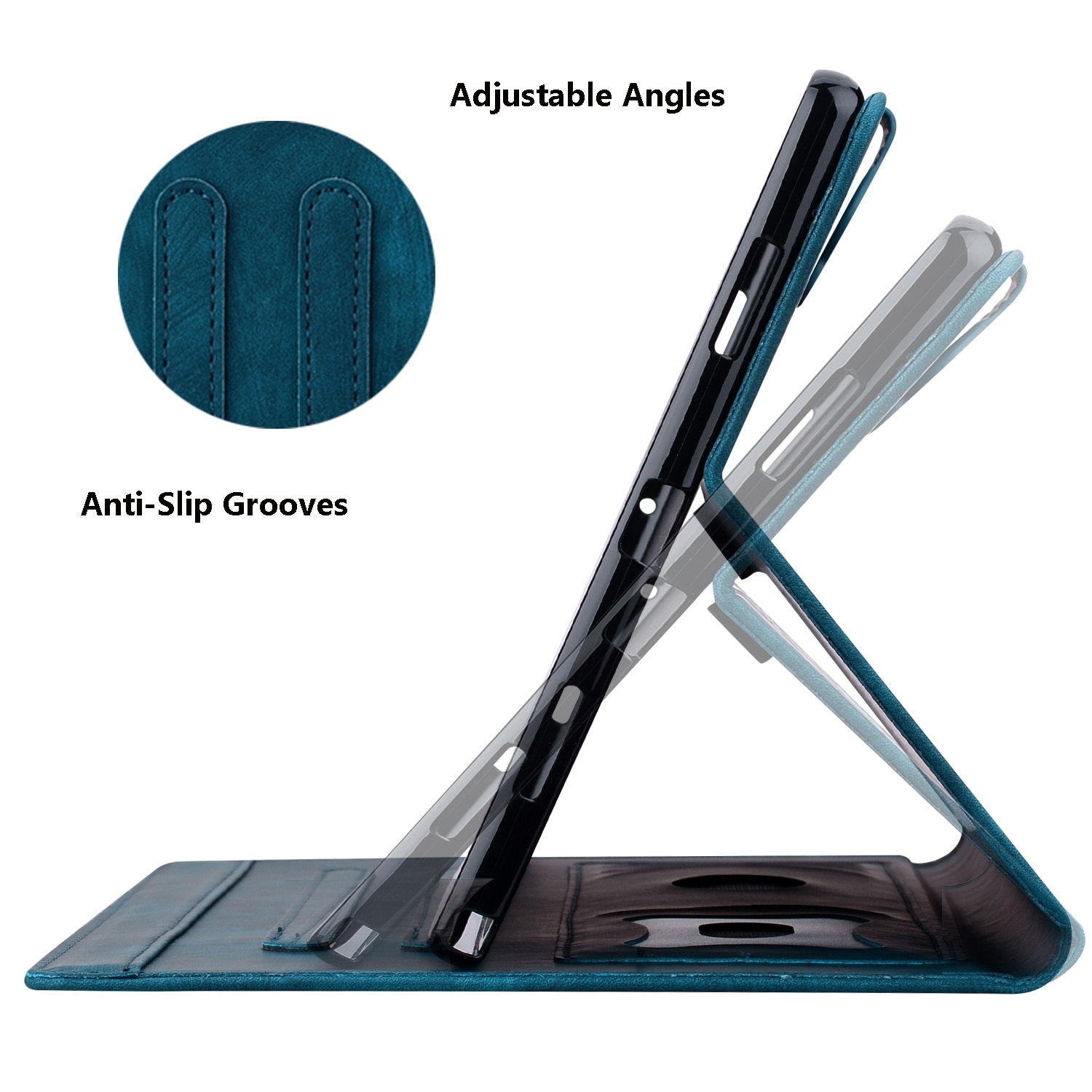 Husa tableta compatibila cu Samsung Galaxy Tab S9+, piele inteligenta gravata cu pisici si flori de cires, albastru