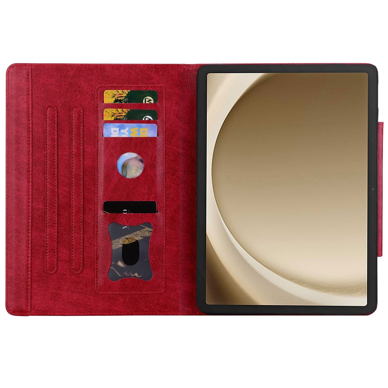 Husa tableta compatibila cu Samsung Galaxy Tab A9+, catarame piele, rosu