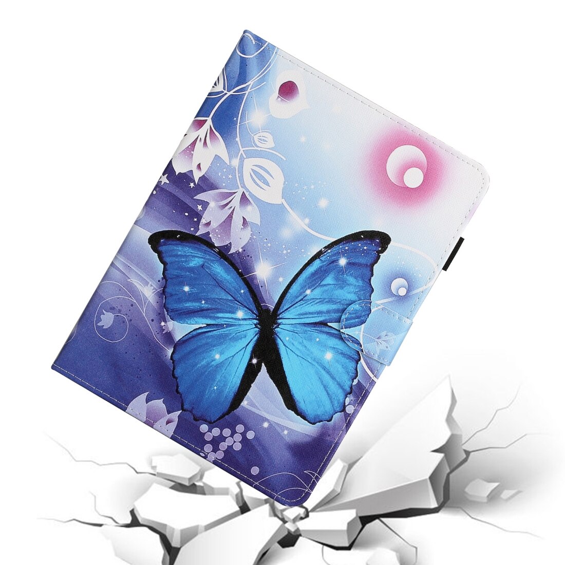 Husa tableta compatibila cu Samsung Galaxy Tab A 10.1, 2019 T515 / T510, piele PU cu desen colorat si suport pentru carduri, albastru cu fluture
