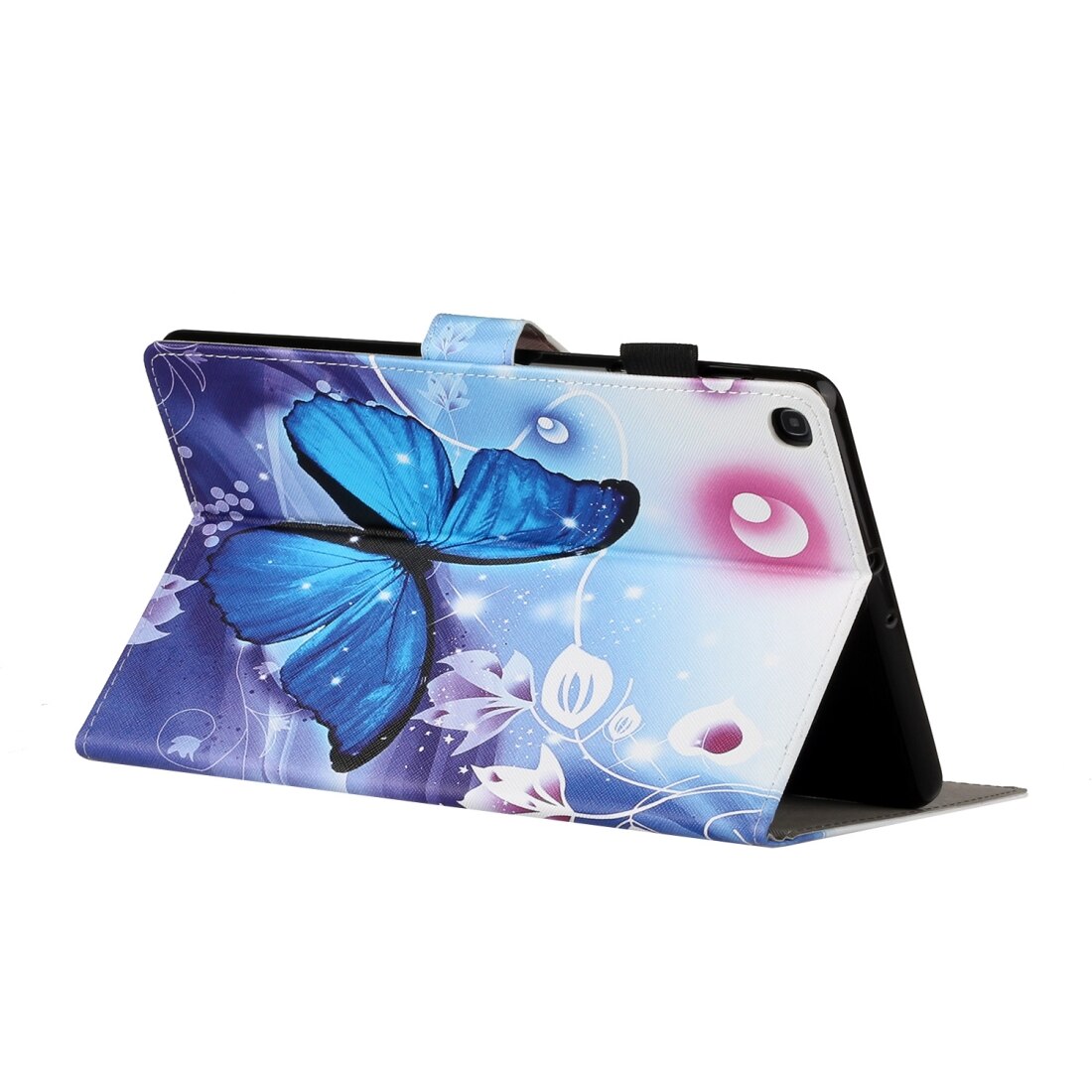 Husa tableta compatibila cu Samsung Galaxy Tab A 10.1, 2019 T515 / T510, piele PU cu desen colorat si suport pentru carduri, albastru cu fluture