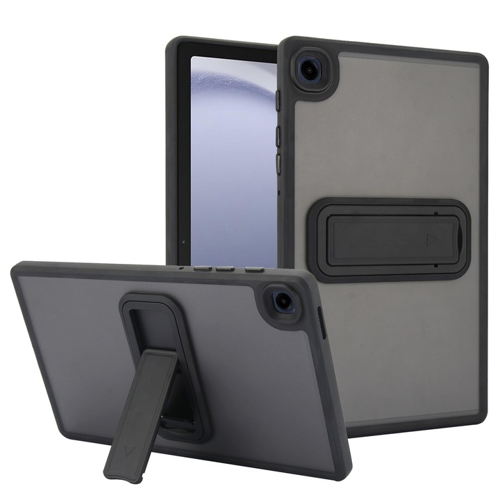 Husa tableta compatibila cu Samsung Galaxy Tab A9+, material hibrid PC-TPU, cu suport, protectie la zgarieturi, negru