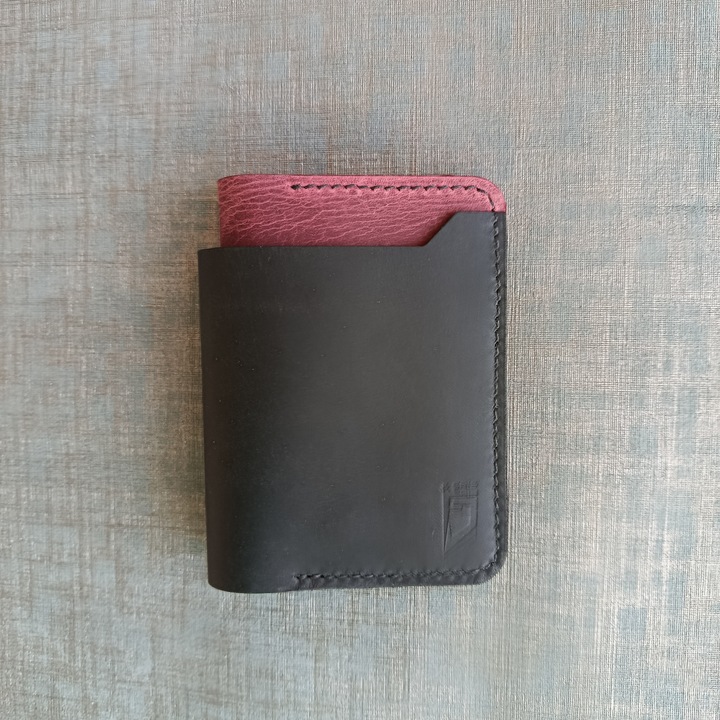 Portofel din piele pentru barbati, negru si burgundi