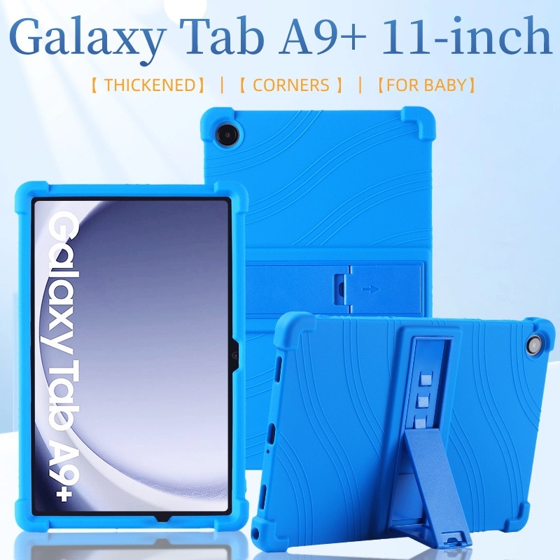 Husa tableta compatibila cu Samsung Galaxy Tab A9, silicon rezistent la socuri, cu suport, negru