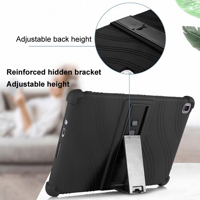 Husa tableta compatibila cu Samsung Galaxy Tab A9, silicon rezistent la socuri, cu suport, negru