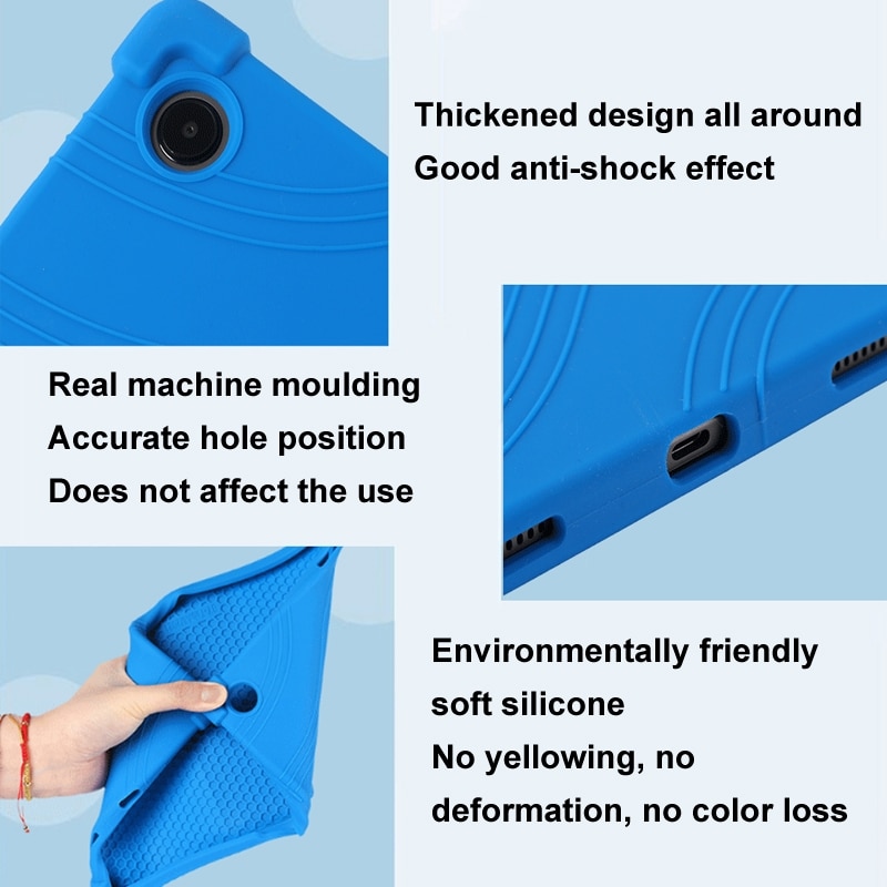 Husa tableta compatibila cu Samsung Galaxy Tab A9, silicon rezistent la socuri, cu suport, negru