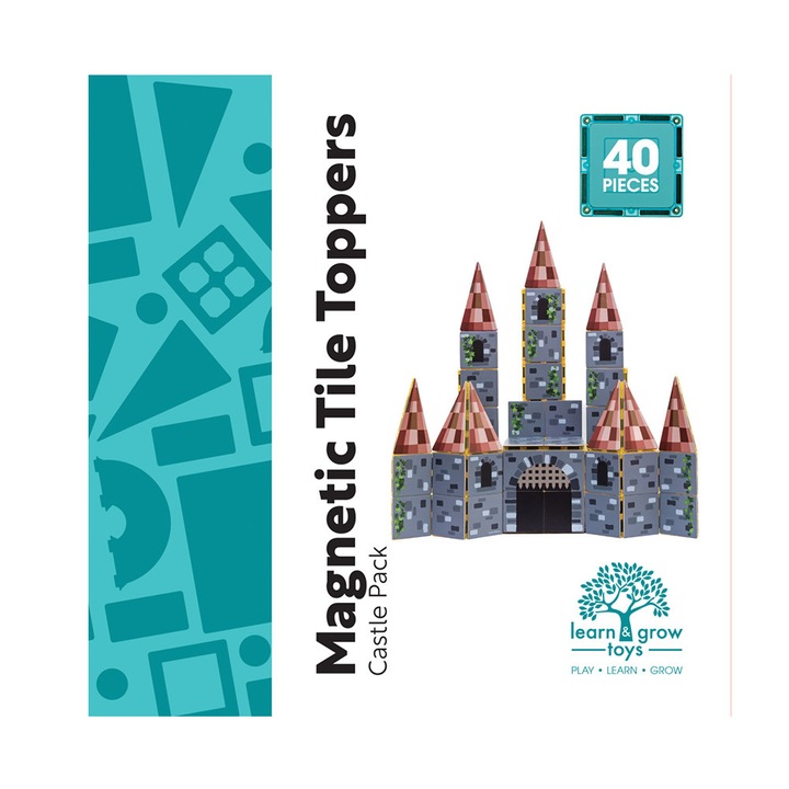 Mágneses készlet, Learn & Grow, Toppers Castel Pack 40 db, 3 év+