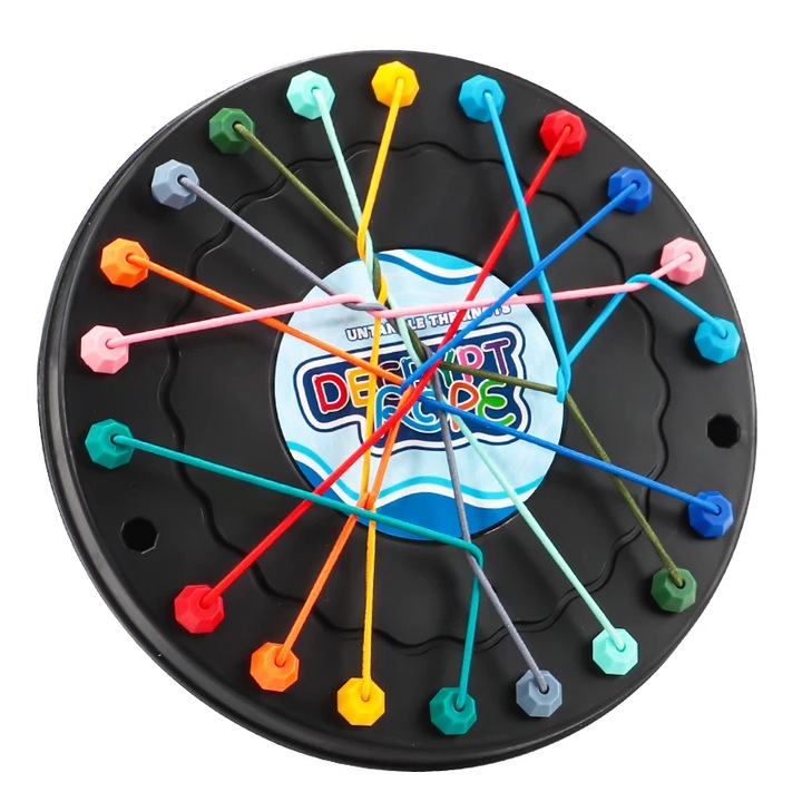 Oktató kirakó színes zsinórokkal, Csomók kibontása, Stresszoldó az egész családnak, 18 x 18 cm, Dalimag