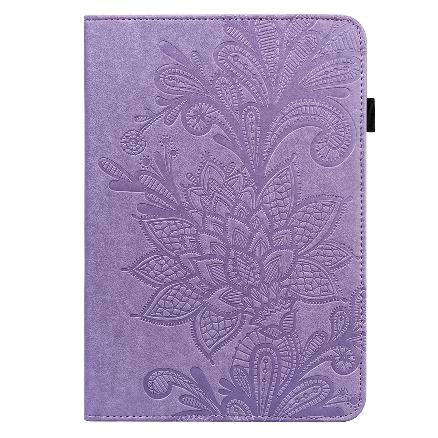 Husa tableta pentru Lenovo Tab M9, piele cu model floral embosat, tip carte cu suport, inchidere magnetica, violet