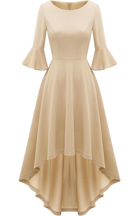 Rochie Festiva Dama cu Maneci 3/4 Evazate Tip Clopot, Decolteu Rotund, Gardenwed, bej, marime XL