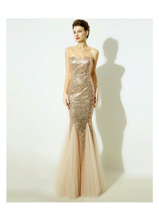 Rochie lunga sirena din paiete aurii, 40