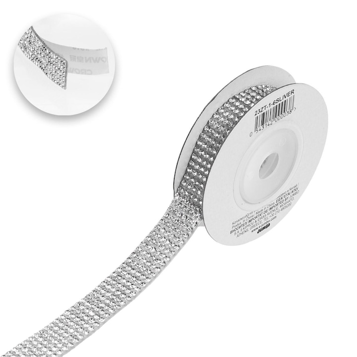 Banda Adeziva cu Strass Argintiu 1m x 1.3cm
