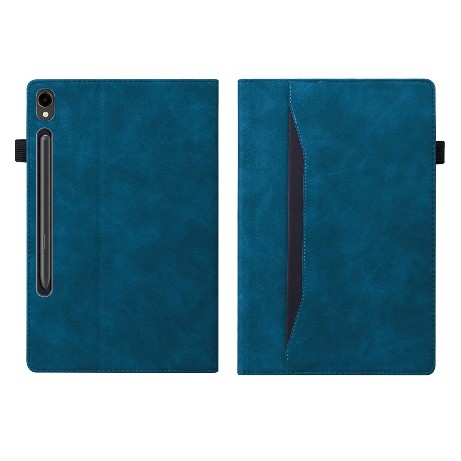 Husa tableta compatibila cu Samsung Galaxy Tab S9, piele inteligenta, rezistenta la socuri, albastru