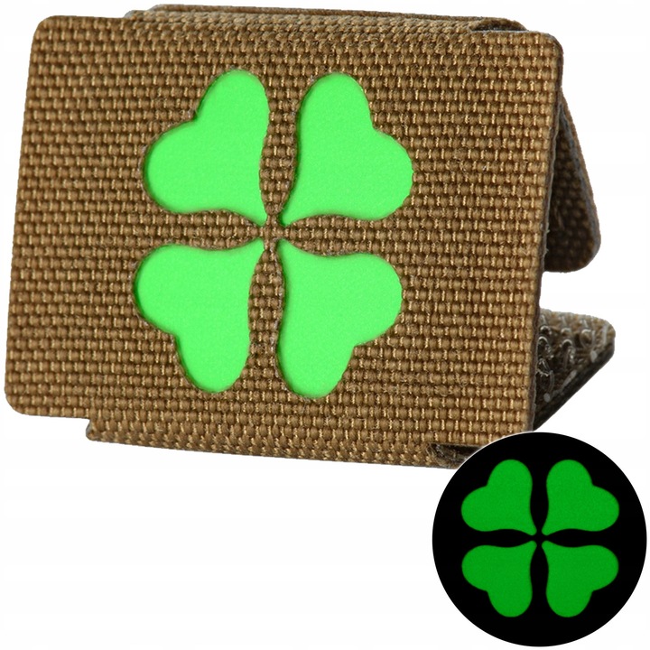 Patch, emblema, M-Tac, trifoi cu patru foi fluorescent, cordura, verde, coiot