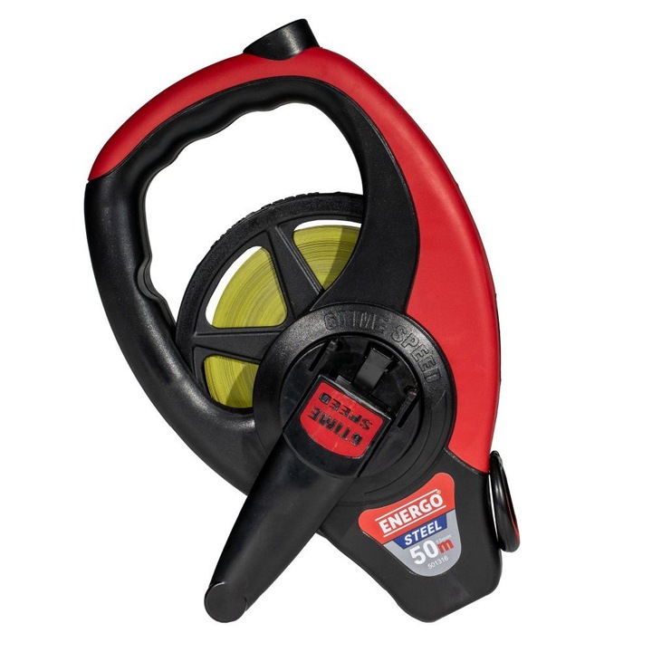 Ruleta STEEL banda otel L-50m latime 13mm carcasa deschisa bimaterial varf de centrare si manivela Energo