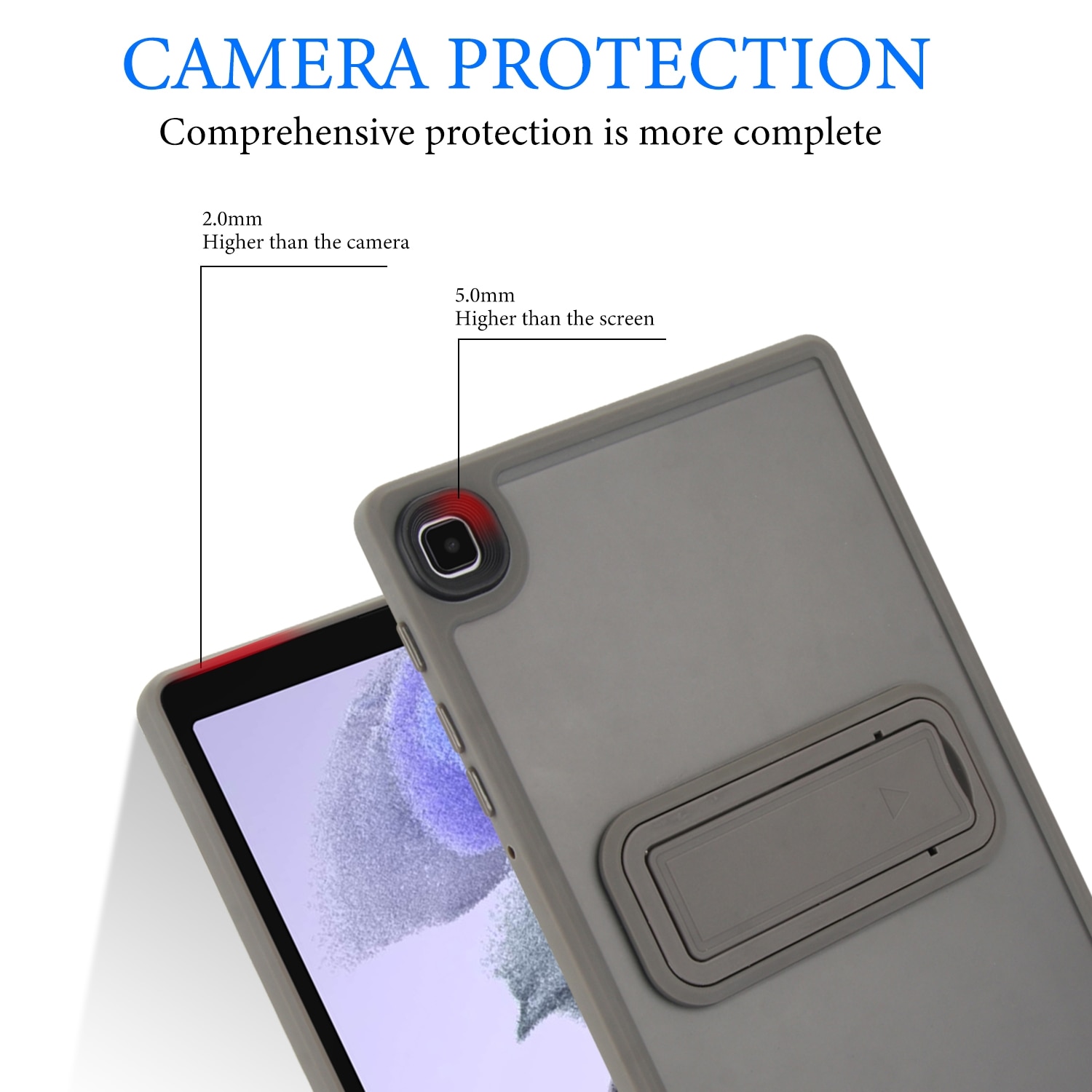 Husa tableta compatibila cu Samsung Galaxy Tab A9+, material hibrid din piele si TPU, cu suport, gri