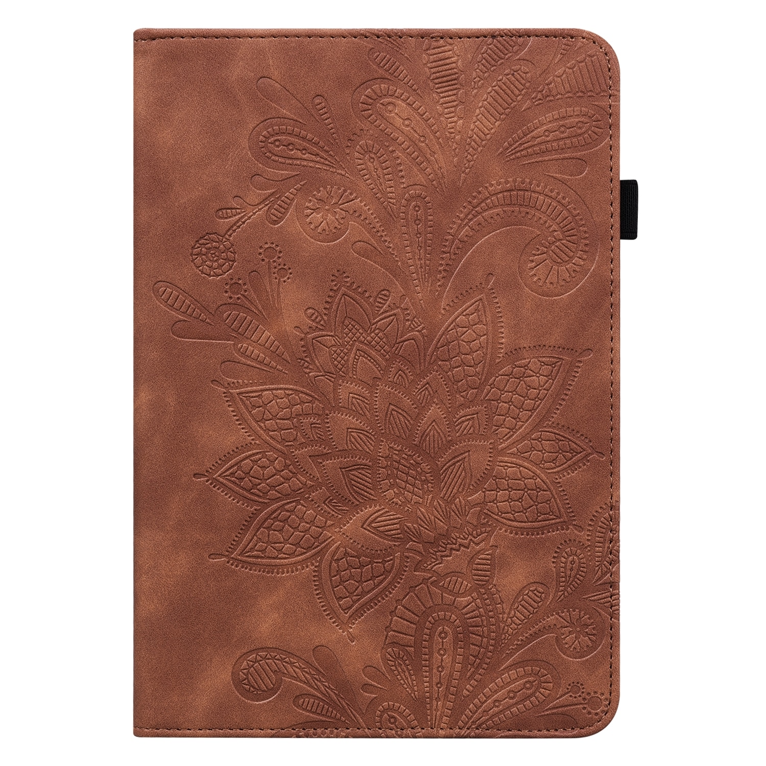 Husa tableta pentru Huawei MatePad Pro 10.8 2021/2019, piele cu model embosat de flori, tip carte cu suport, inchidere cu siret, Maro