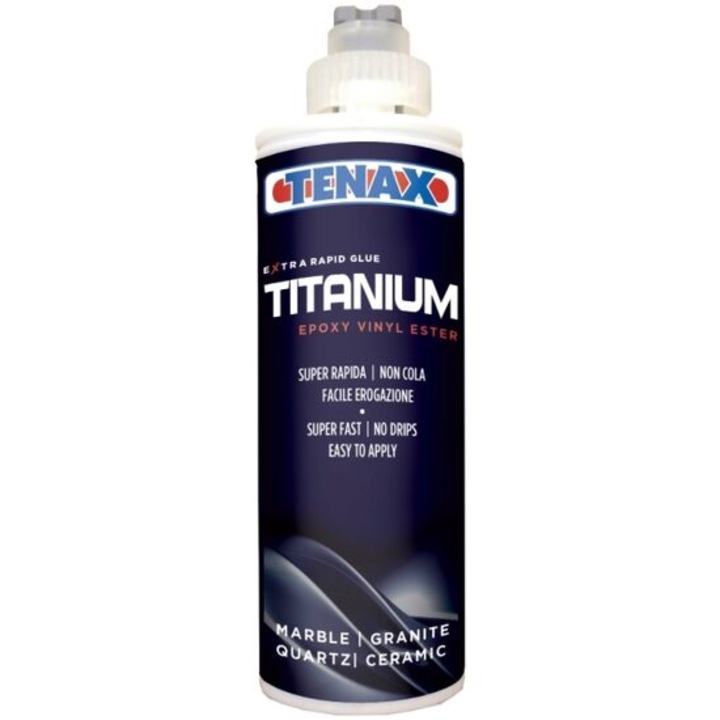 Adeziv epoxidic ultrarapid pentru piatra naturala, ceramica si quartz, Tenax Titanium, polar white, 250 ml