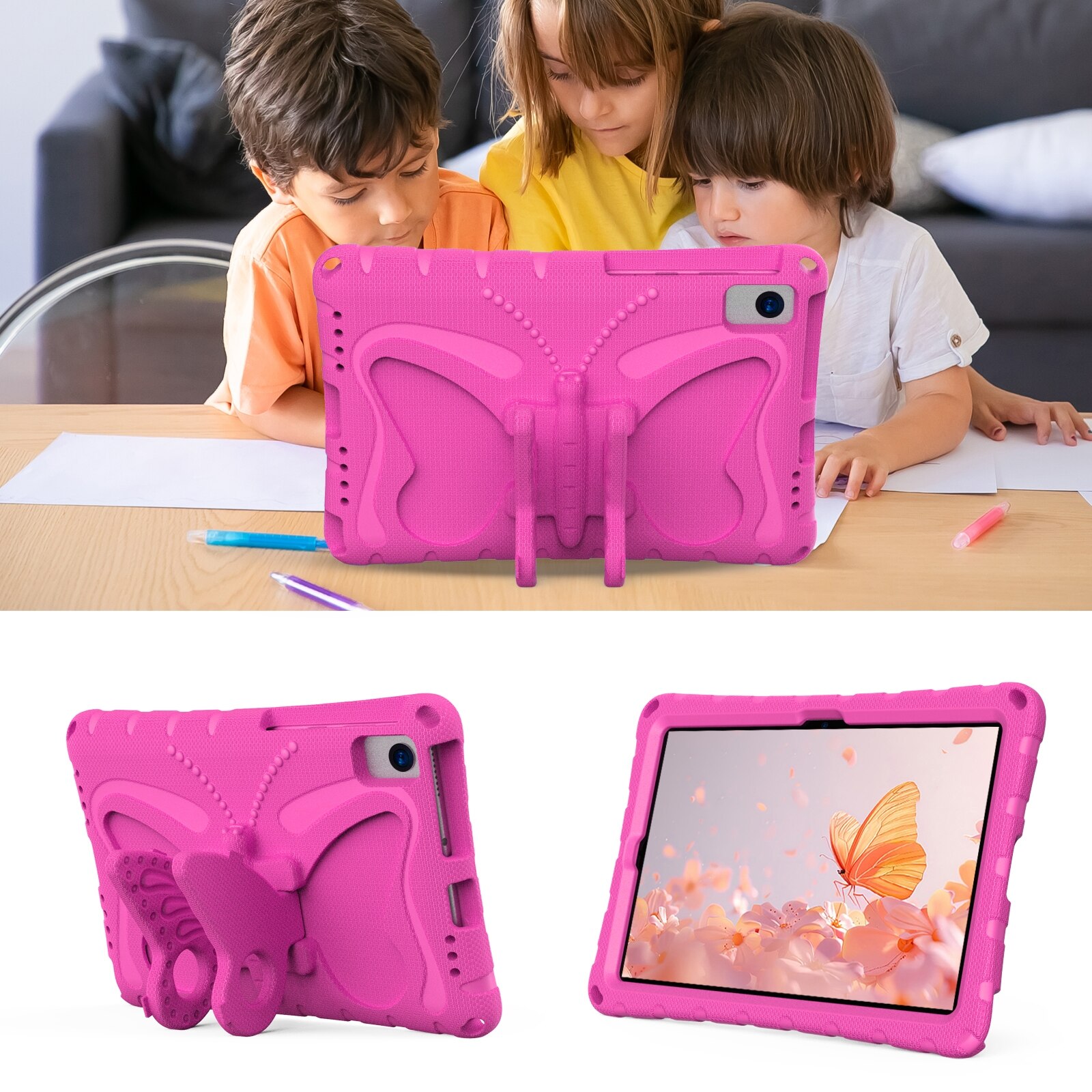 Husa tableta compatibila cu Samsung Galaxy Tab S6 10.5 T860, EVA shockproof, cu suport fluture, roz