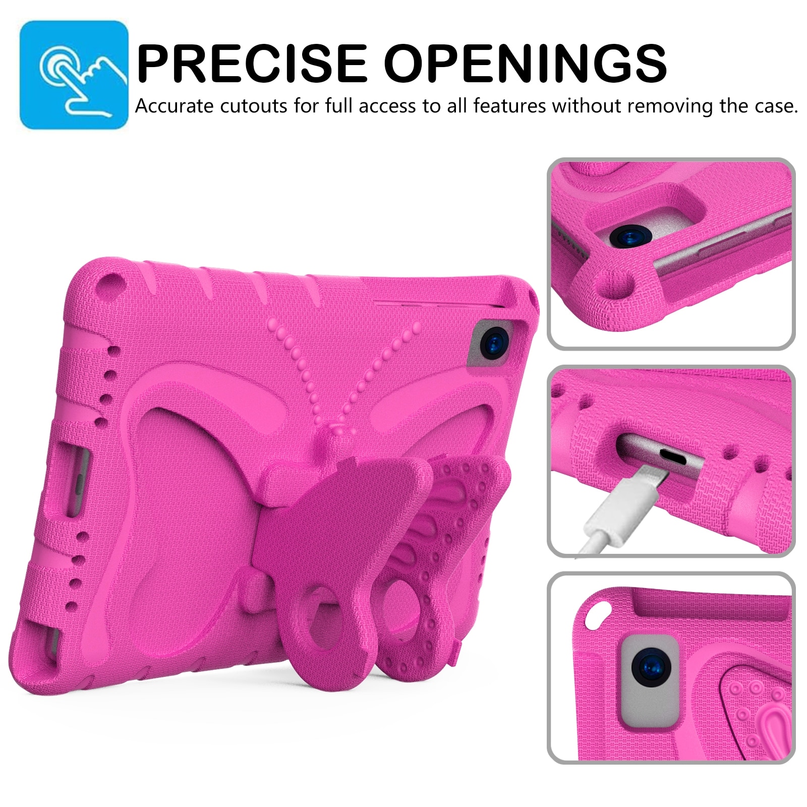 Husa tableta compatibila cu Samsung Galaxy Tab S6 10.5 T860, EVA shockproof, cu suport fluture, roz