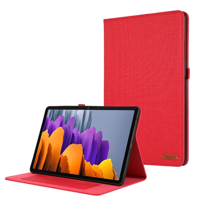 Husa tableta compatibila cu Samsung Galaxy Tab S10 Ultra, TPU + piele PU in stil orizontal, rosu