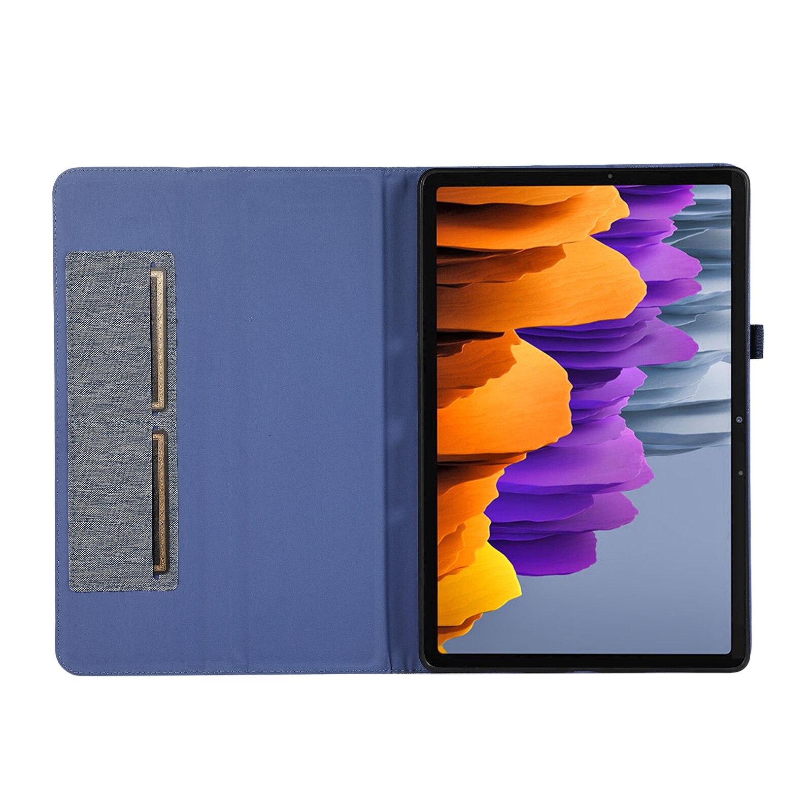 Husa tableta compatibila cu Samsung Galaxy Tab S10 Ultra, piele PU textil + TPU, tip carte, inchidere magnetica, albastru inchis