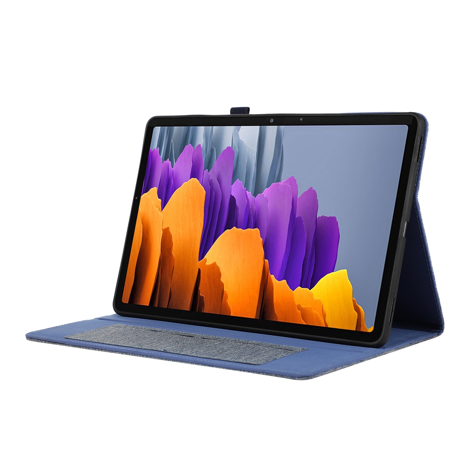 Husa tableta compatibila cu Samsung Galaxy Tab S10 Ultra, piele PU textil + TPU, tip carte, inchidere magnetica, albastru inchis