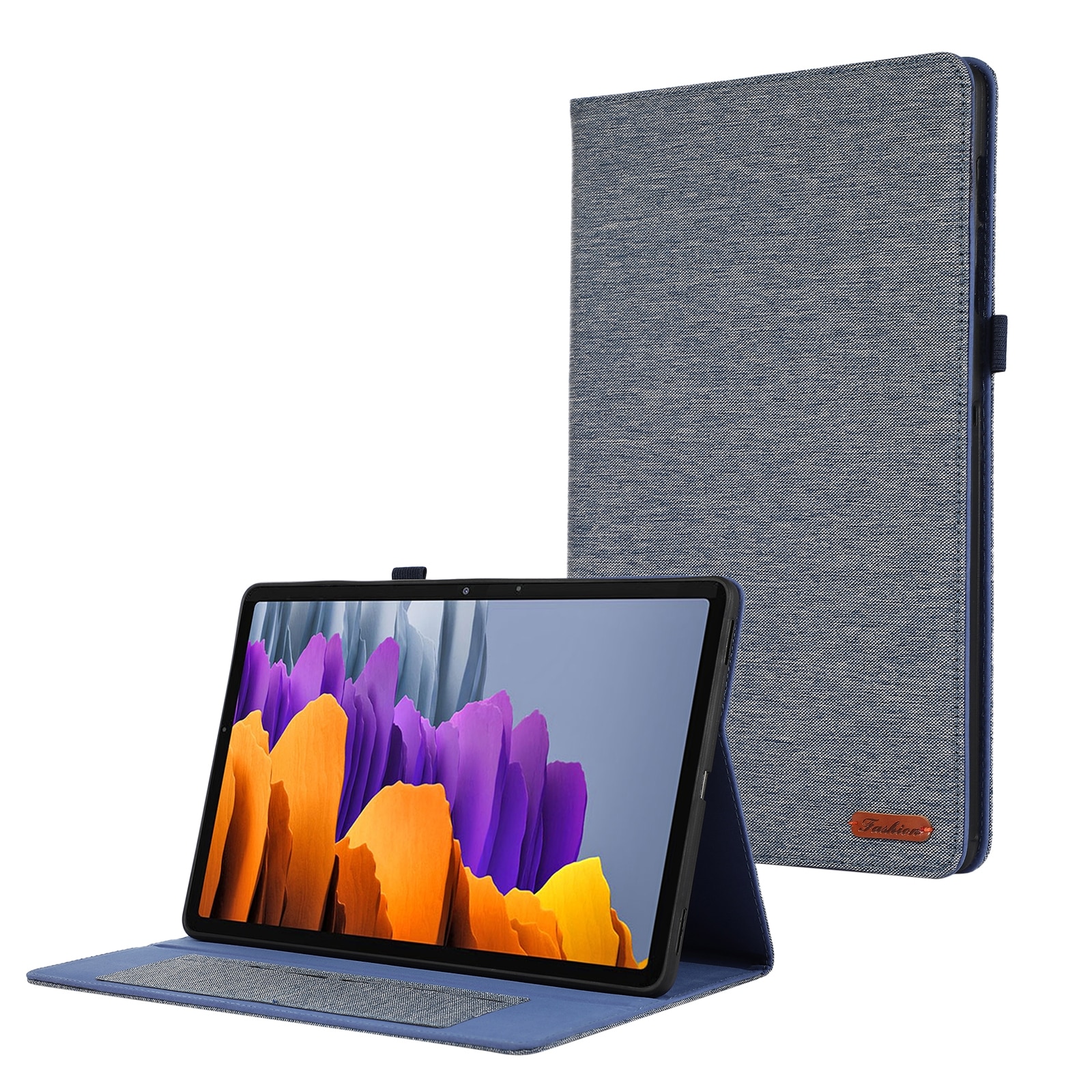 Husa tableta compatibila cu Samsung Galaxy Tab S10 Ultra, piele PU textil + TPU, tip carte, inchidere magnetica, albastru inchis