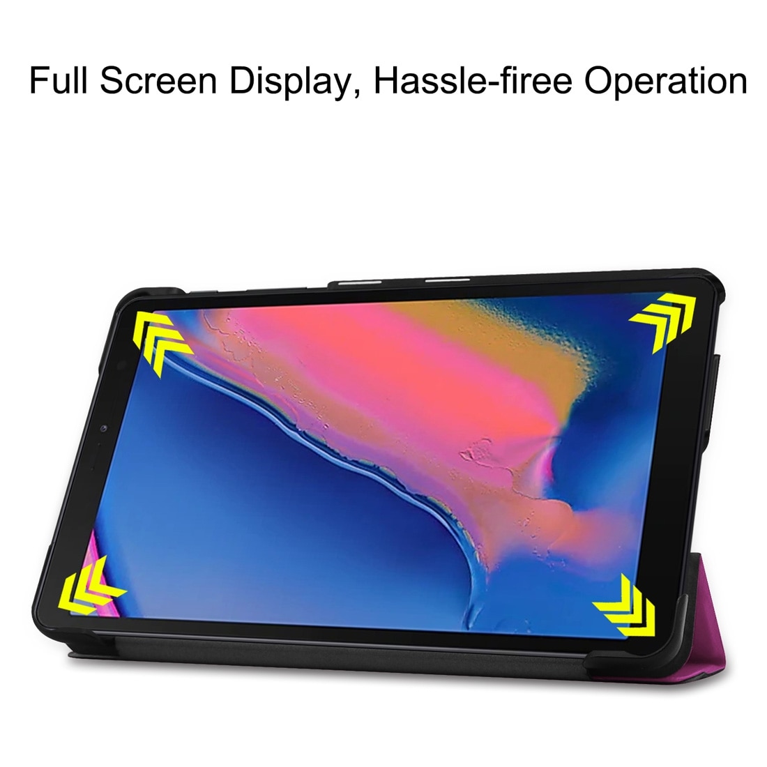 Husa tableta compatibila cu Samsung Galaxy Tab A 8.0, 2019, textura de catifea, folio cu suport in trei plieri, mov