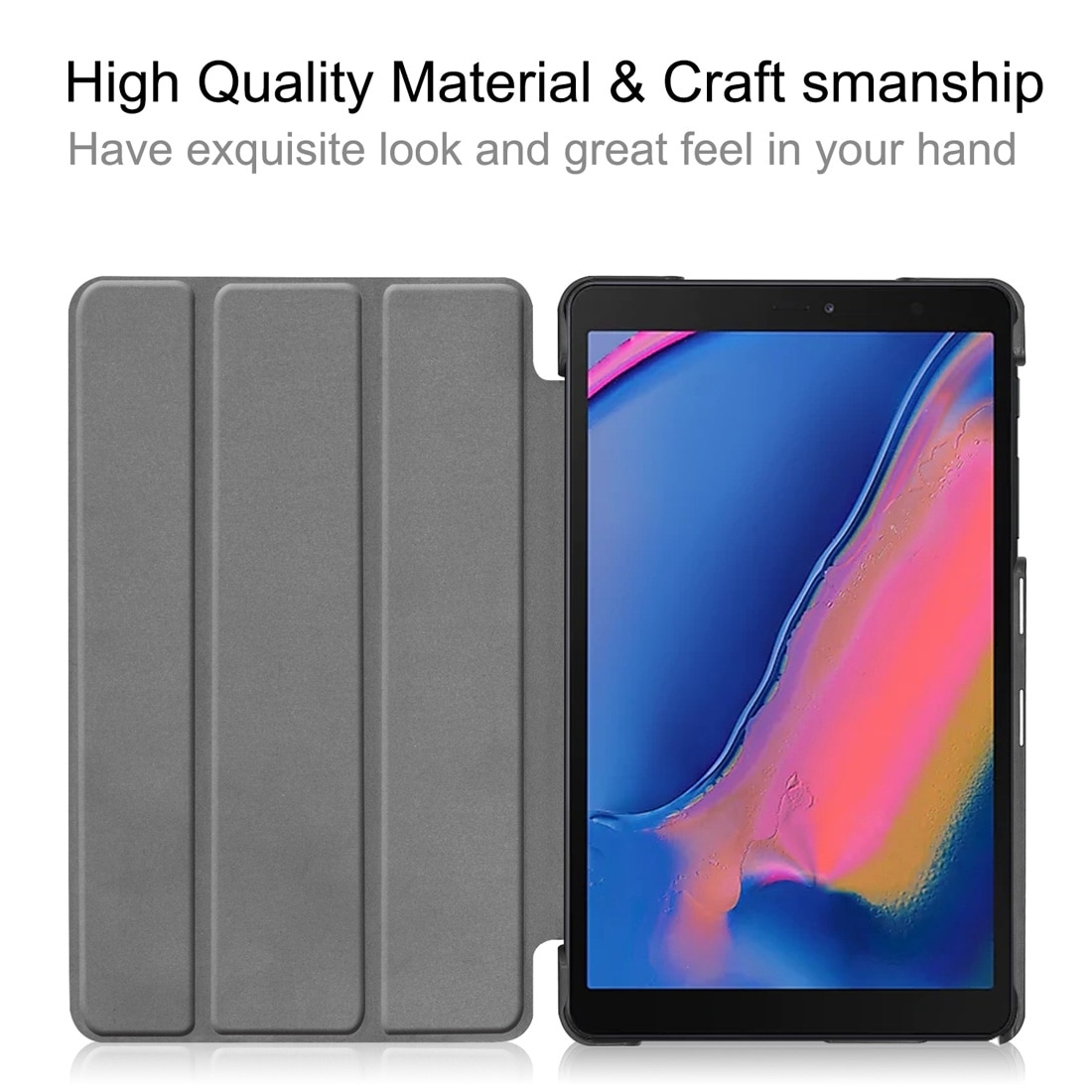 Husa tableta compatibila cu Samsung Galaxy Tab A 8.0, 2019, textura de catifea, folio cu suport in trei plieri, mov