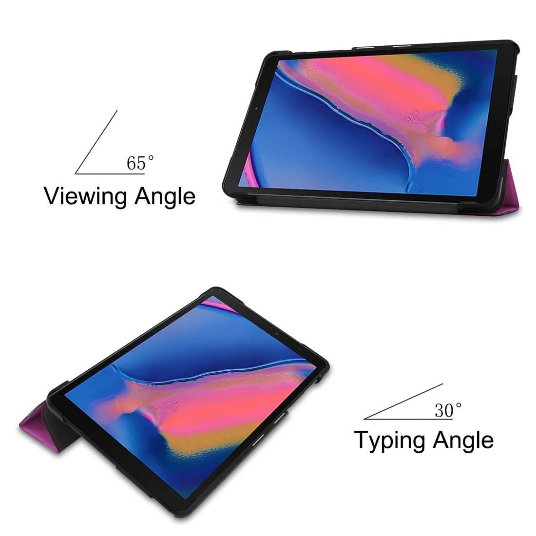 Husa tableta compatibila cu Samsung Galaxy Tab A 8.0, 2019, textura de catifea, folio cu suport in trei plieri, mov