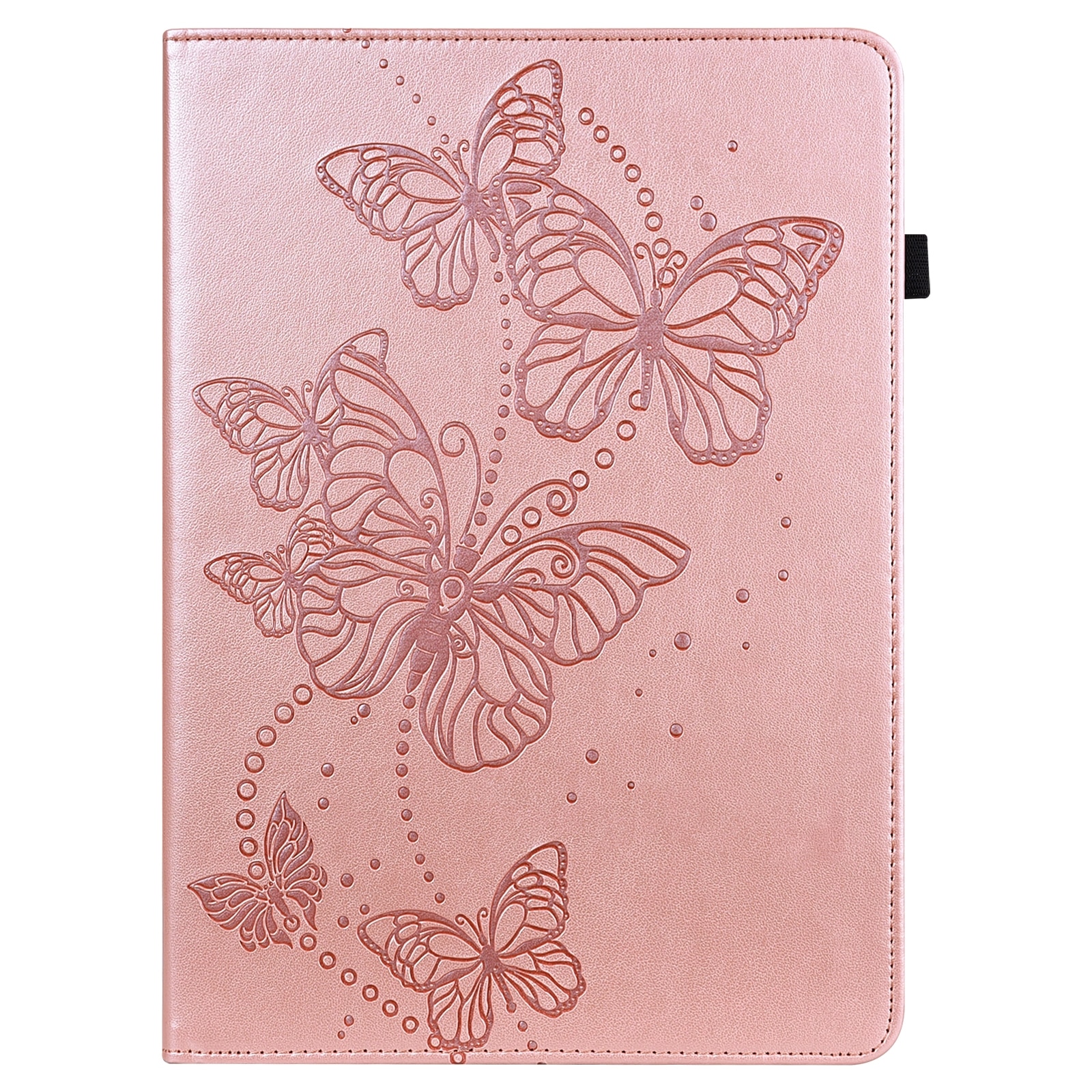 Husa tableta pentru Huawei MediaPad T3 10 9.6 inch, piele PU, design cu fluturi gravati, tip carte cu suport, inchidere magnetica, roz
