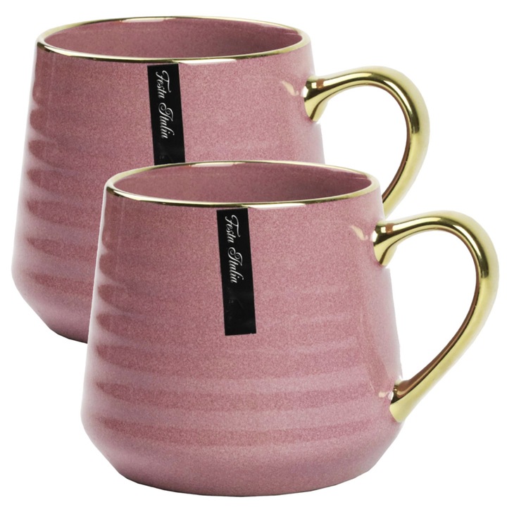 Set de 2 cani 570ml, Portelan, Festa Italia, Violet/Auriu