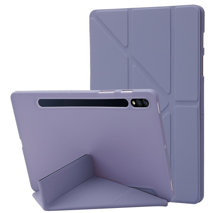 Husa tableta compatibila cu Samsung Galaxy Tab S10+, piele siliconica deformabila, lavanda