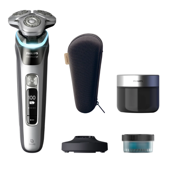 Електрическа самобръсначка PHILIPS i9000 Series Pestige XP9204/30, мокро/сухо бръснене, технология SkinIQ, безжична, глава Precision Flexing 360, технология Triple Action Lift&Cut, сензор Pressure Guard, ножчета Dual SteelPrecision, 60 мин, сива